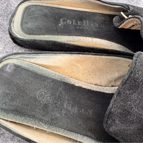 Vintage Leather Suede Black White Cole Haan Mules Flats 7 - Picture 9 of 14